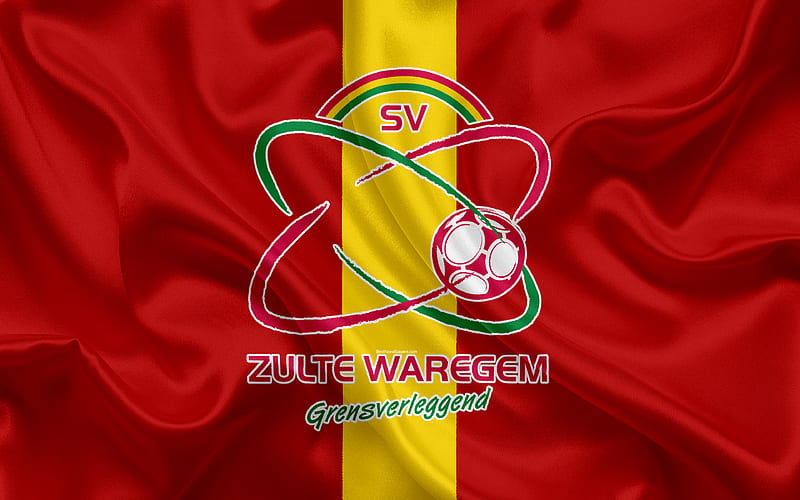 Waregem FC Belgian Football Club, logo, emblem, Jupiler League, Belgium Football Championships, Waregem, Belgium, football, silk flag, HD wallpaper