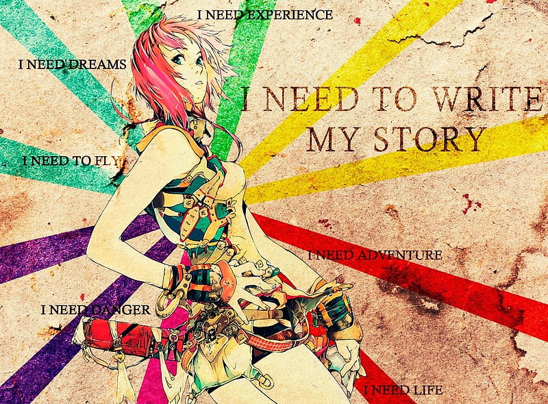 I Need To Write My Story, fly, girl, anime, dreams, colour, adventure, HD wallpaper