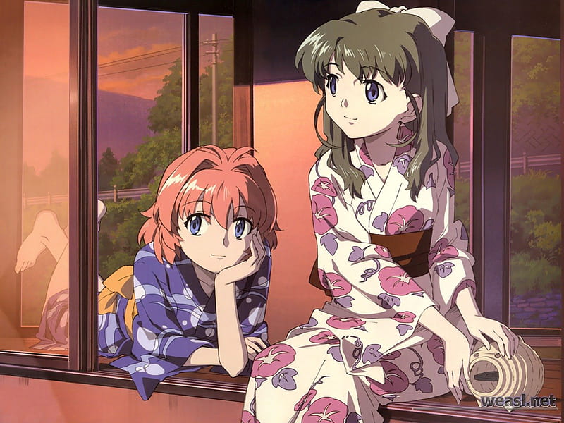 Onegai Twins Karen Onodera Miina Miyafuji Anime Yukata Manga Kimono Hd Wallpaper Peakpx