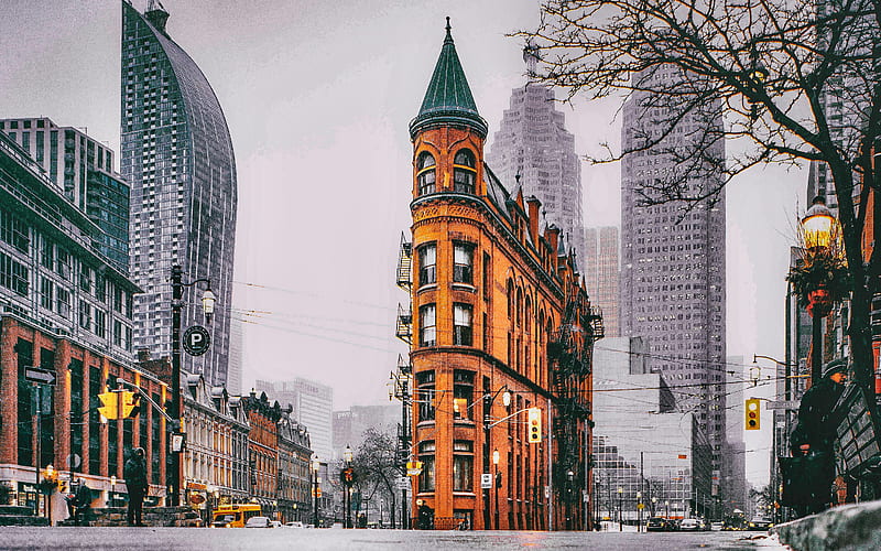 Flatiron Building, winter, street, Fuller Building, Manhattan, New York City, USA, America, New York, HD wallpaper