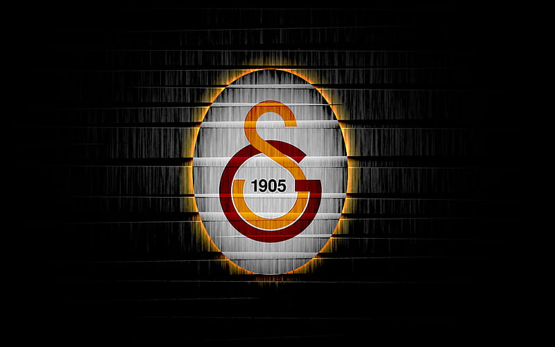 Galatasaray FC, black wall, logo, Super Lig, darkness, Turkish football club, football, soccer, fan art, Galatasaray SK, Turkey, HD wallpaper