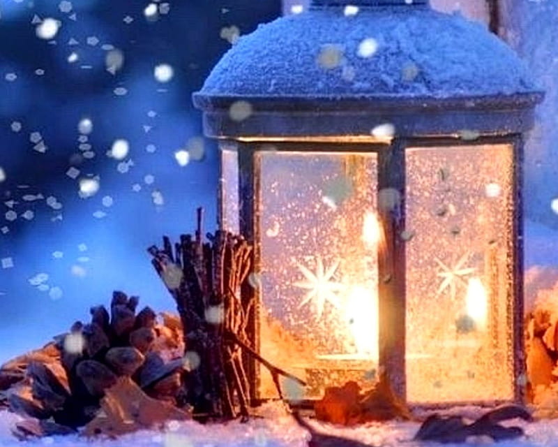 Christmas Lantern, Christmas, lantern, snow, light, HD wallpaper | Peakpx