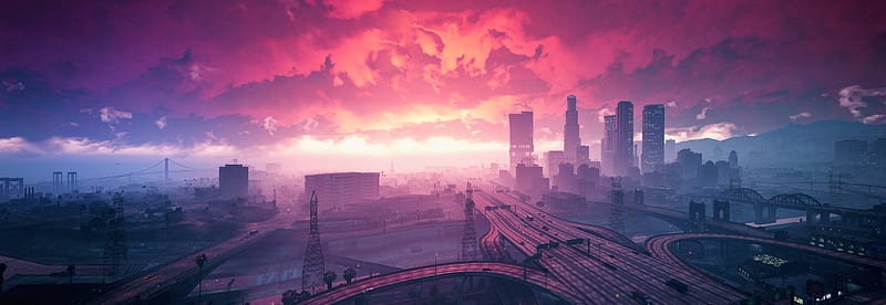 Grand Theft Auto V Sunset Artwork, gta-5, games, pc-games, xbox-games,  ps-games, HD wallpaper | Peakpx