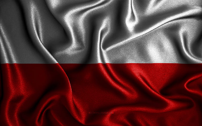 Polish flag silk wavy flags, European countries, national symbols, Flag of Poland, fabric flags, Poland flag, 3D art, Poland, Europe, Poland 3D flag, HD wallpaper