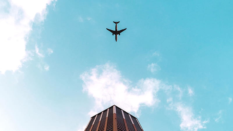 Plane Flying Over Building , planes, building, HD wallpaper