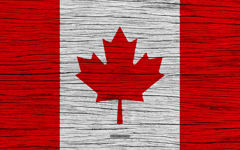Flag of Canada North America, wooden texture, Canadian flag, national symbols, Canada flag, art, Canada, HD wallpaper