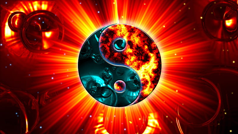 Yin y yang elemental, fuego, elemental, agua, yinyang, Fondo de pantalla HD  | Peakpx