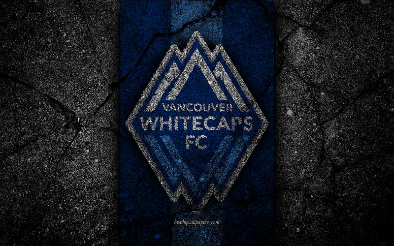 Vancouver Whitecaps FC, MLS, asphalt texture, Western Conference, black stone, football club, USA, Vancouver Whitecaps, soccer, logo, FC Vancouver Whitecaps, HD wallpaper