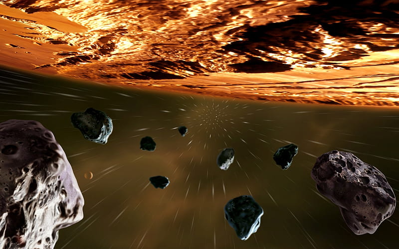 Space and Astronomical Art Group of asteroids, HD wallpaper