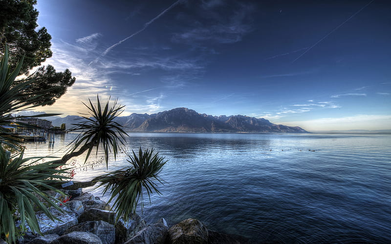 Lake Geneva Alps, R, summer, Switzerland, Montreux, Europe, HD wallpaper