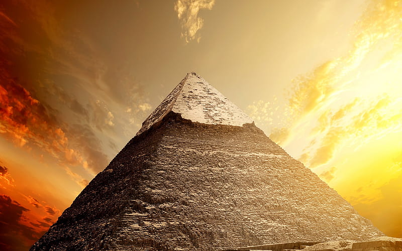 Egyptian pyramids, Cairo, Egypt, desert, sand, sunset, pyramid, HD wallpaper