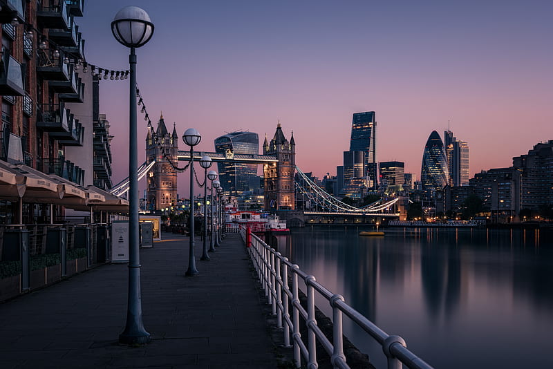 Early morning london, architecture, city, night, river, thames, HD wallpaper