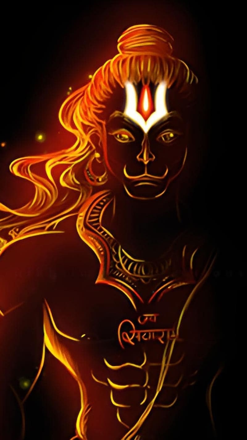 Bajrangbali Ka, Black And Golden Art, lord, hanuman ji, HD phone ...