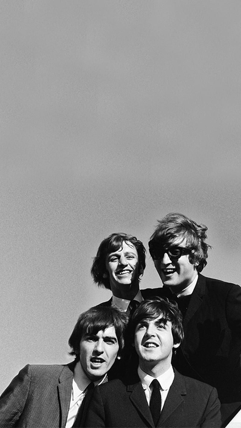Beatles, band, black and white, george harrison, john lennon, music, paul mccartney, ringo starr, the beatles, HD phone wallpaper