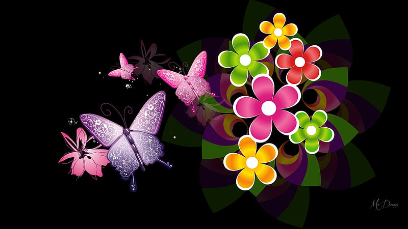 FlowersButterflies, colors, butterflies, spring, floral, Firefox ...