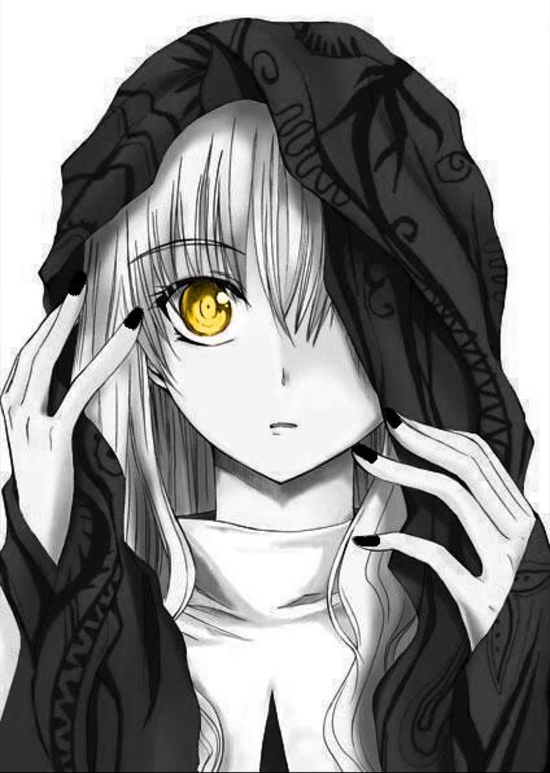 Yellow eye, anime, black and white, HD phone wallpaper | Peakpx