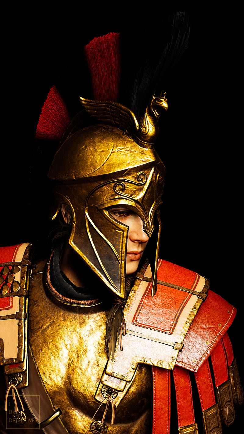 Spartan War Hero, armor, assassinscreed, assassinscreedodyssey, greek, helmet, kassandra, sparta, HD phone wallpaper