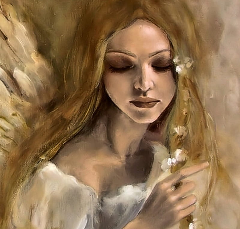 Lovely Angel Painting, pretty, Painting, Angel, Wings, HD wallpaper