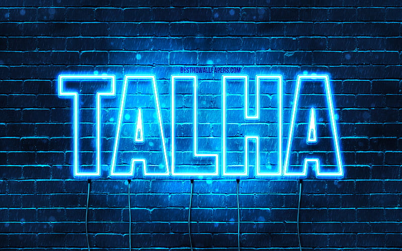 Talha with names, Talha name, blue neon lights, Happy Birtay Talha, popular turkish male names, with Talha name, HD wallpaper