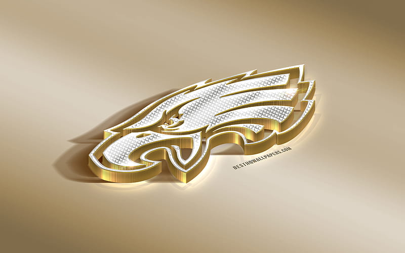 Philadelphia Eagles, American Football Club, NFL, Golden Silver logo, Philadelphia, Pennsylvania, USA, National Football League, 3d golden emblem, creative 3d art, American football, HD wallpaper