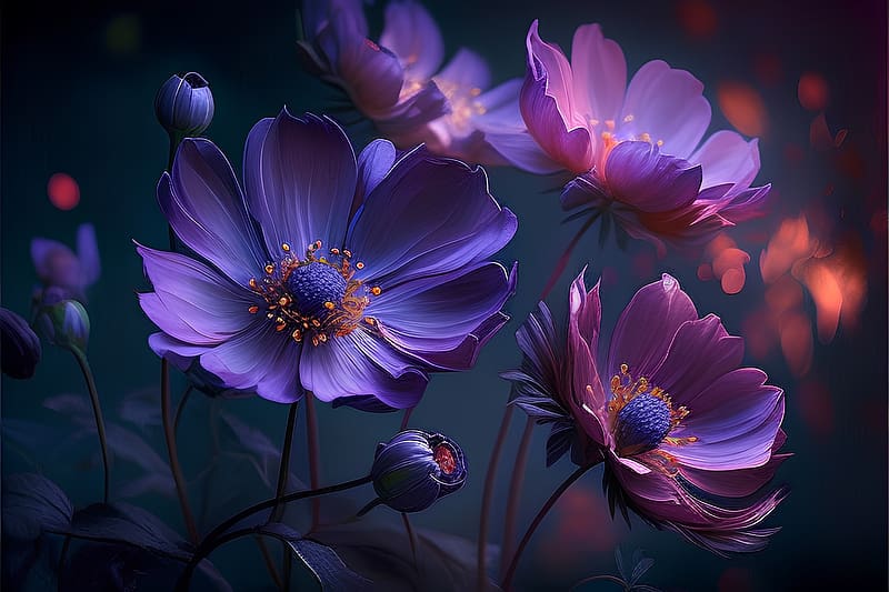 Flowers on a dark background, Blooming, Natural, Plant, Purple, HD ...