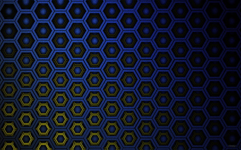 blue hexagons background, 3D art, hexagon pattern, geometry, hexagons texture, blue hexagons texture, geometric shapes, hexagons, HD wallpaper
