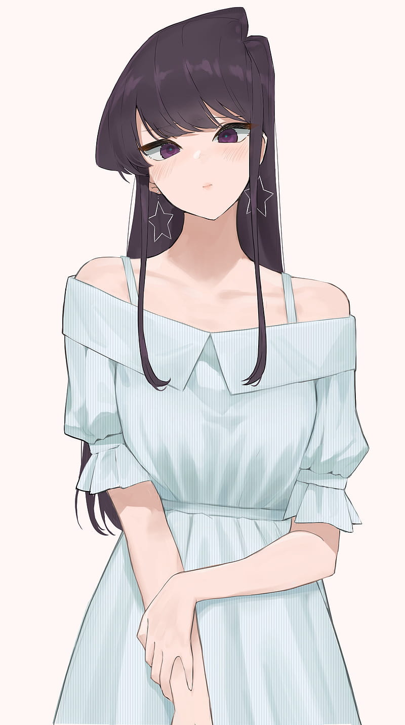 Komi-san wa, Comyushou desu., 2D, anime, long hair, blue dress ...