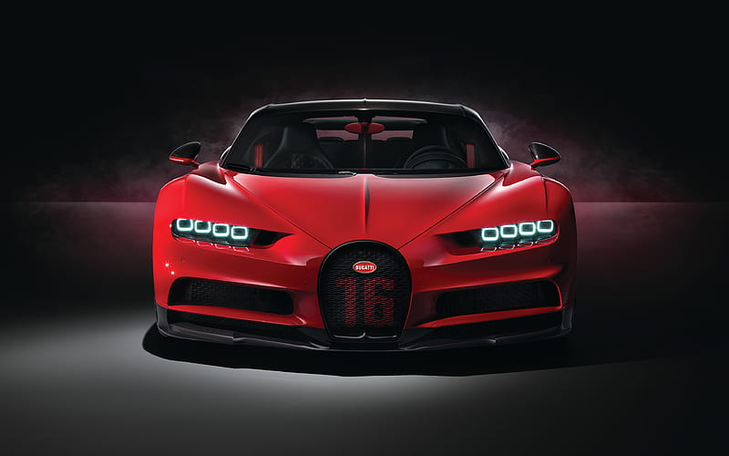 Bugatti Chiron front view, 2018 cars, supercars, red Chiron, hypercars, Bugatti, HD wallpaper
