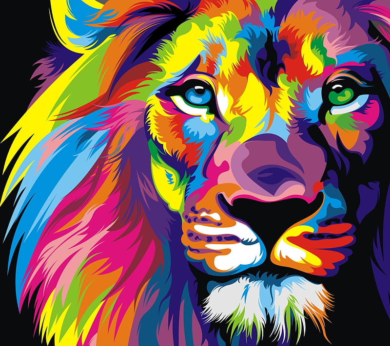 Leo, abstract, cat, color, colour, lion, HD wallpaper