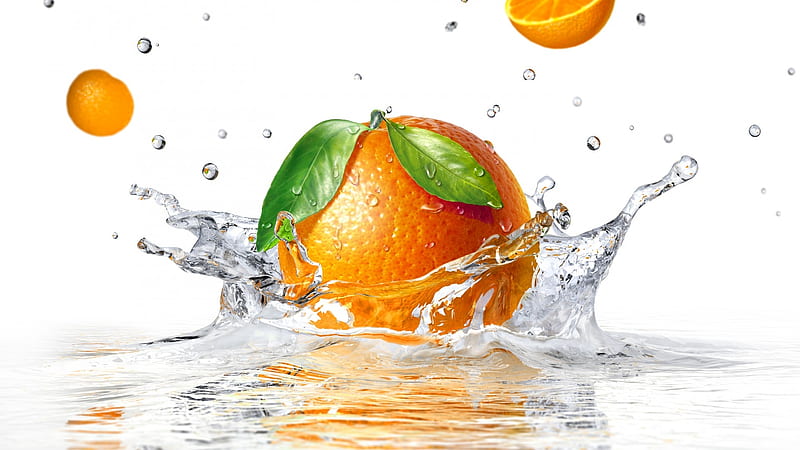 Splash of Orange, Water, fruit, orange, oranges, HD wallpaper