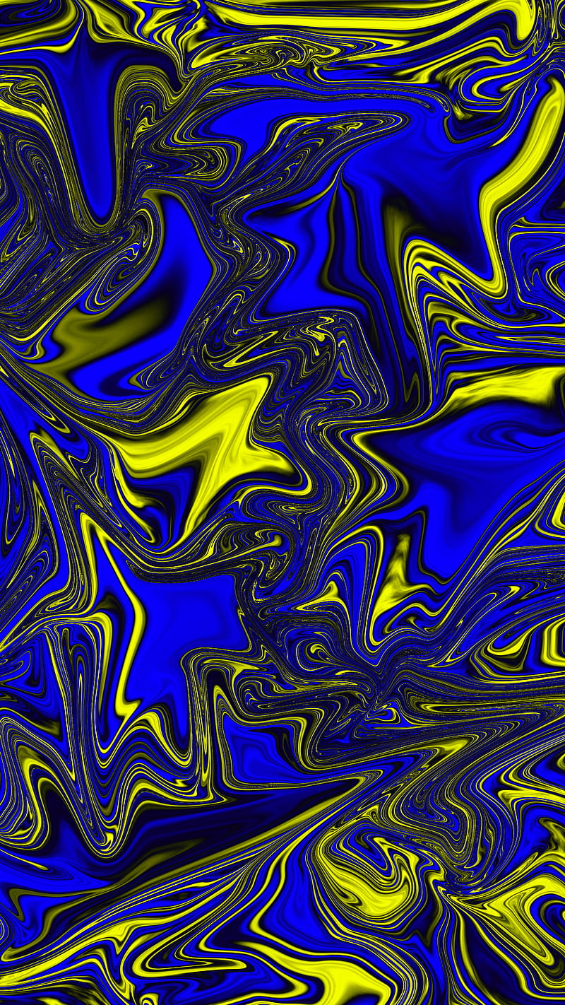 Blue yellow abstract, cream, flow, lava, liquid, oil, HD phone wallpaper