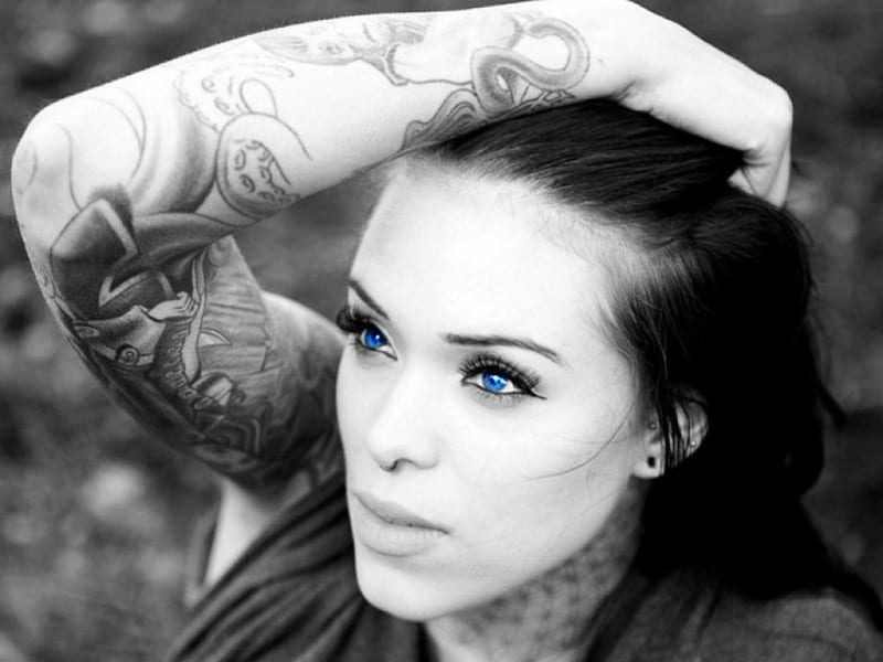 Tattoo BEAUTY, model, tattoo, bonito, face, eyes, woman, blue, HD wallpaper  | Peakpx
