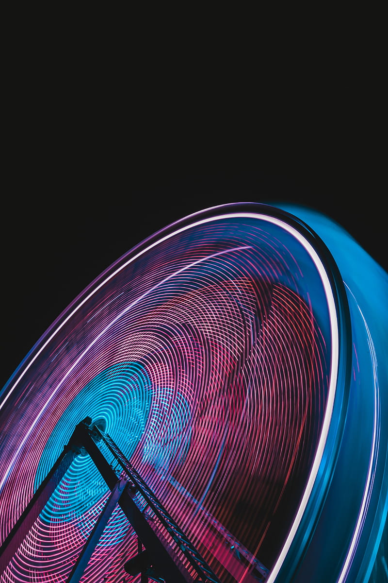 ferris wheel, motion, light, long exposure, backlight, HD phone wallpaper