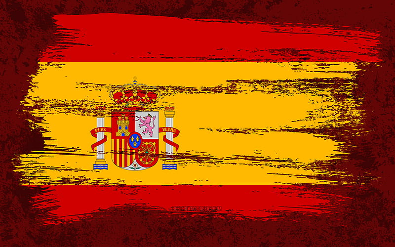 Flag of Spain, grunge flags, European countries, national symbols, brush stroke, Spanish flag, grunge art, Spain flag, Europe, Spain, HD wallpaper