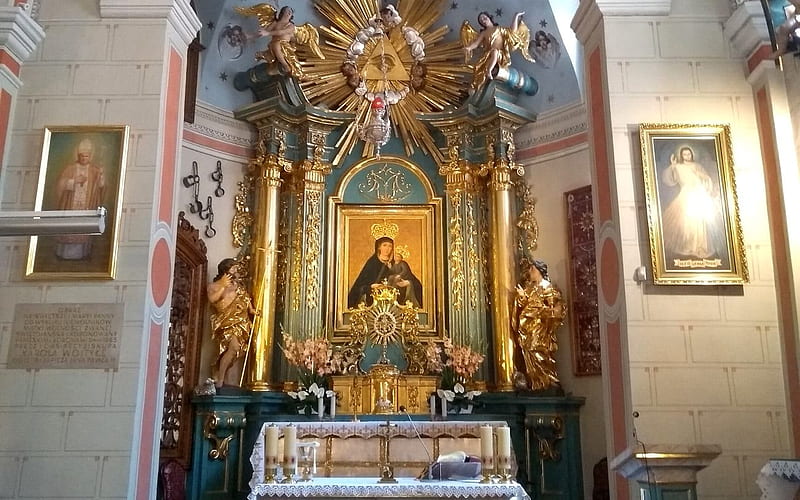 Church Altar in Poland, Poland, Krakow, altar, church, HD wallpaper