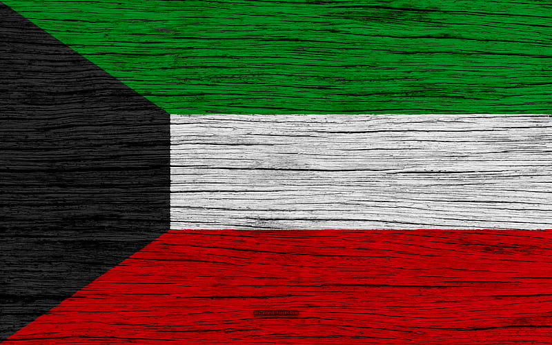 Flag of Kuwait Asia, wooden texture, Kuwait national flag, national symbols, Kuwait flag, art, Kuwait, HD wallpaper