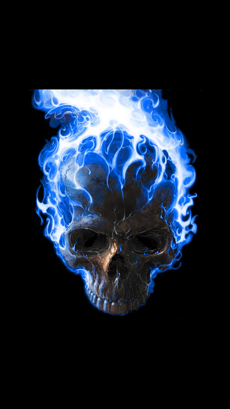 Blue ghost rider, fire, skull, HD phone wallpaper | Peakpx