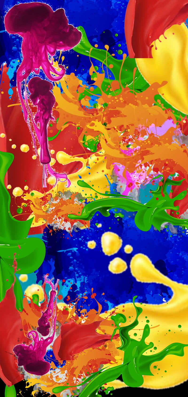 Splashes Abstract Art Colors Mixed Colors Splash Hd Phone