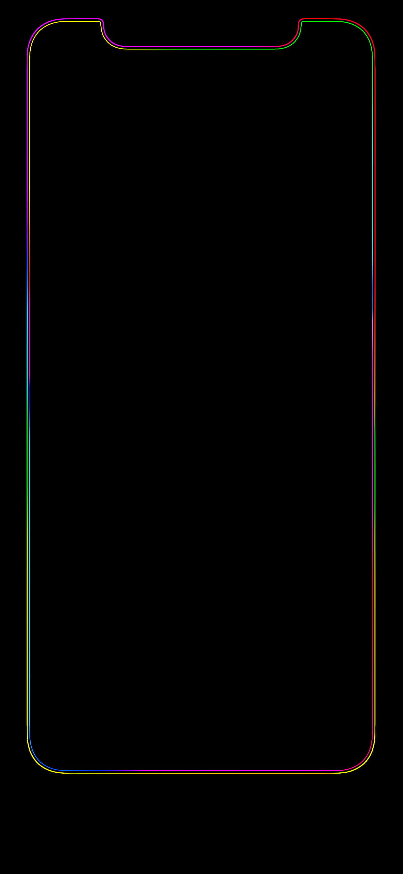 TheX double, bezel, black, gradient, iphonex, notch, rainbow, HD phone wallpaper
