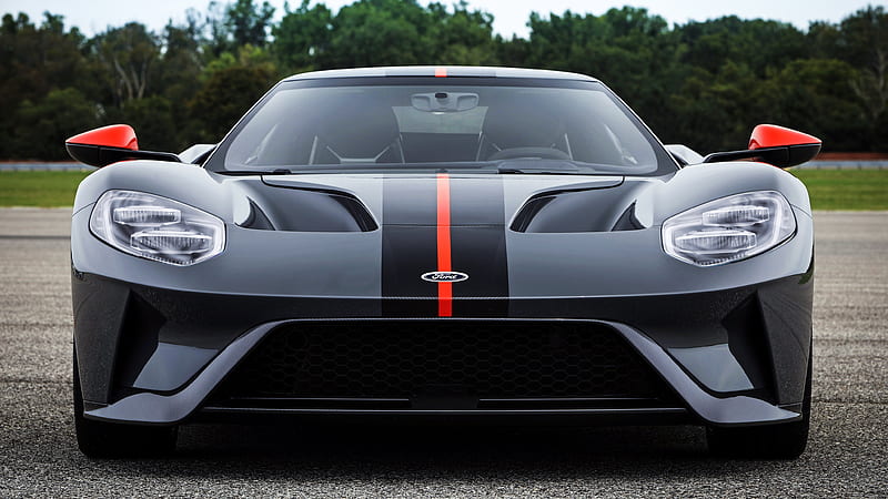 ford gt carbon series, black, front view, supercars, Vehicle, HD wallpaper