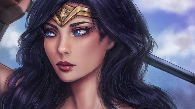 Wonder Woman Closeup Art, wonder-woman, warrior, artwork, superheroes, HD wallpaper