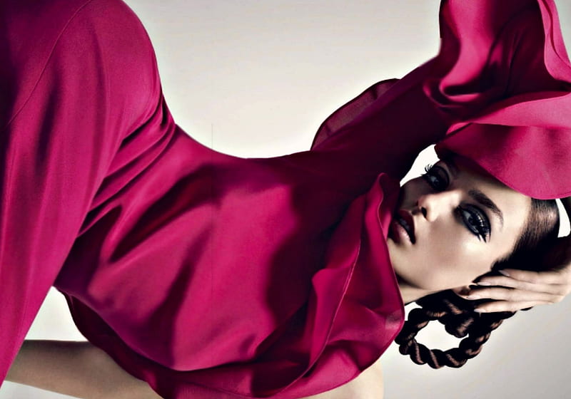 Andreea Diaconu, girl, model, white, fashion, woman, pink, HD wallpaper