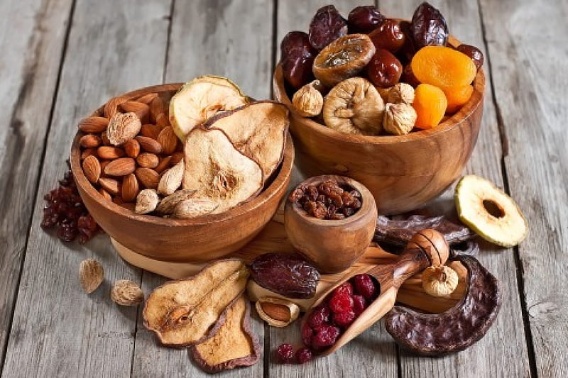 Dried Fruits & Nuts, fruit, nuts, food, dry, fruits, HD wallpaper