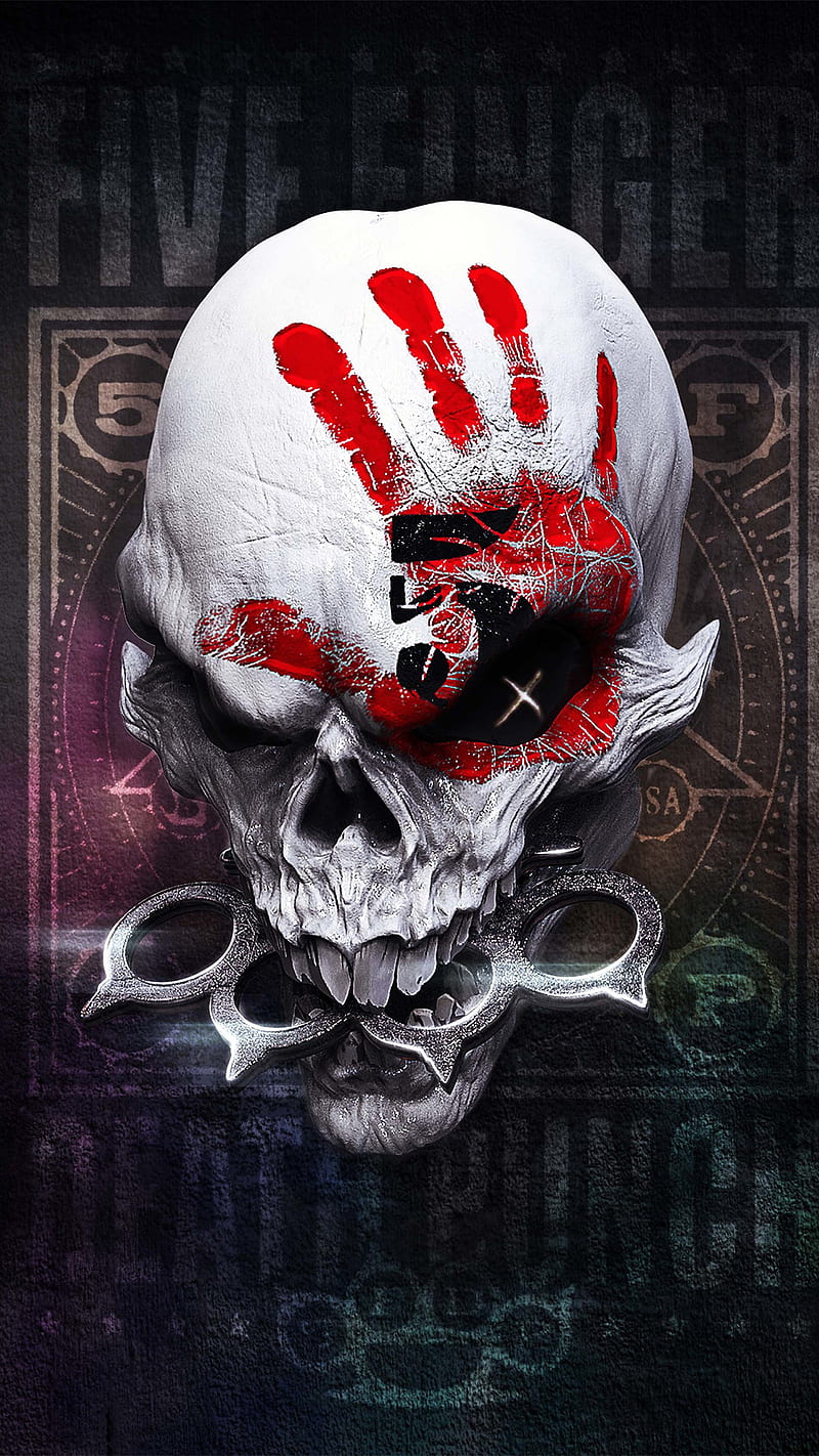 FFDP, dark, death, finger, five, five finger death punch, music, punch, skull, skulls, HD phone wallpaper