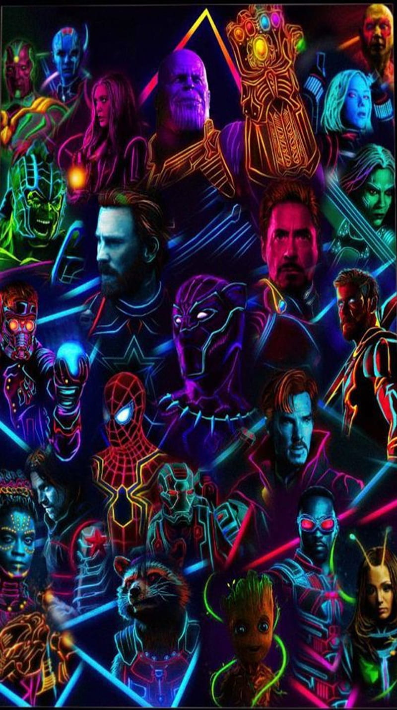 Avengers Neon, avenger neon, avengers end game neon, end, end game neon, HD phone wallpaper
