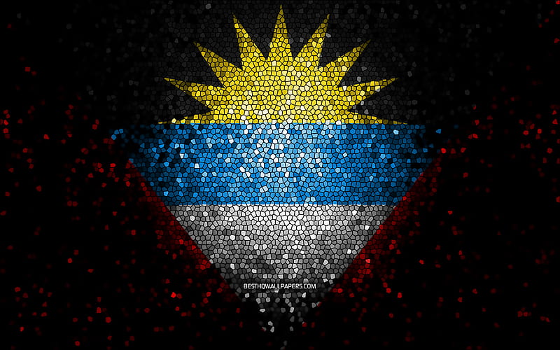 Antigua and Barbuda flag, mosaic art, North American countries, Flag of Antigua and Barbuda, national symbols, artwork, North America, Antigua and Barbuda, HD wallpaper