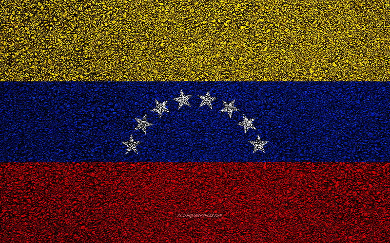 Flag of Venezuela, asphalt texture, flag on asphalt, Venezuela flag, South America, Venezuela, flags of South America countries, HD wallpaper