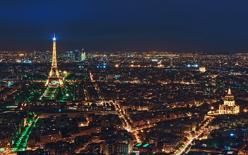 Paris, night landscape, cityscape, Eiffel Tower, city lights, capital of France, night, evening, France, HD wallpaper