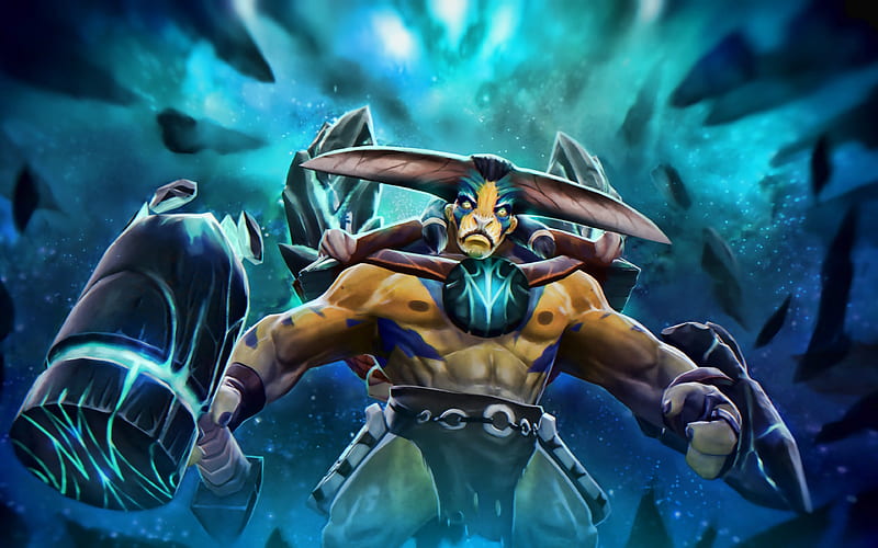 Elder Titan, darkness, Dota 2, monster, artwork, Dota2, warrior with hammer, Elder Titan Dota, HD wallpaper