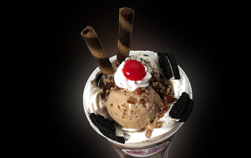 Ice Cream Dessert, delicious, ice cream, food, dark, dessert, sweet, HD wallpaper